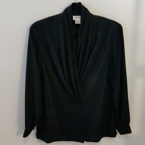 Classy Vintage Long Sleeve Black Blouse